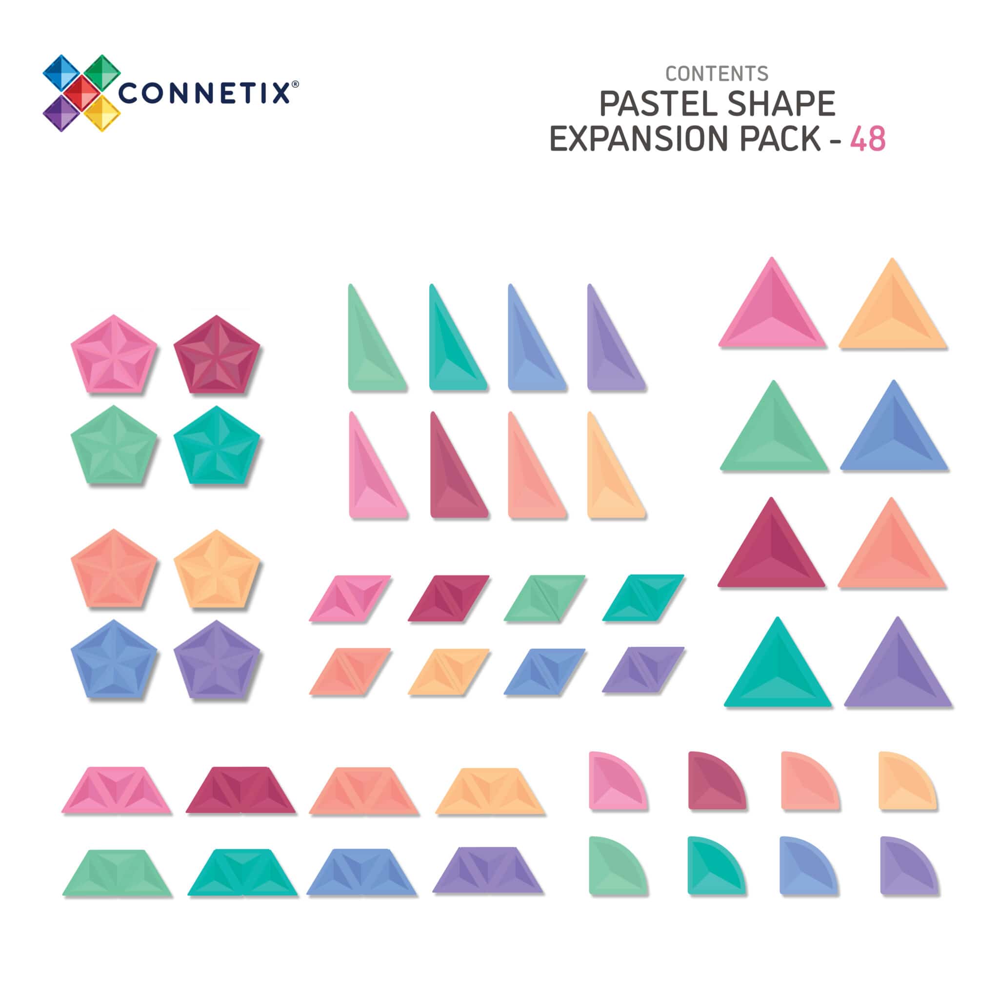 Connetix Pastel Shape Expansion Pack (48 pc) *Ships from 22 Sep*