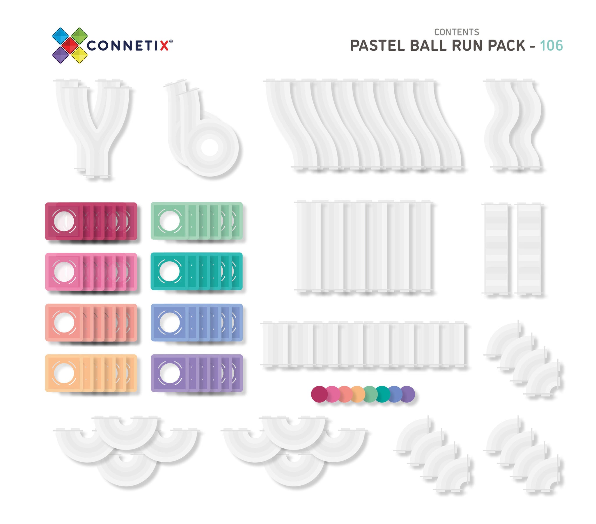 Connetix Pastel Ball Run (106 pc) *Ships from 22 Sep*