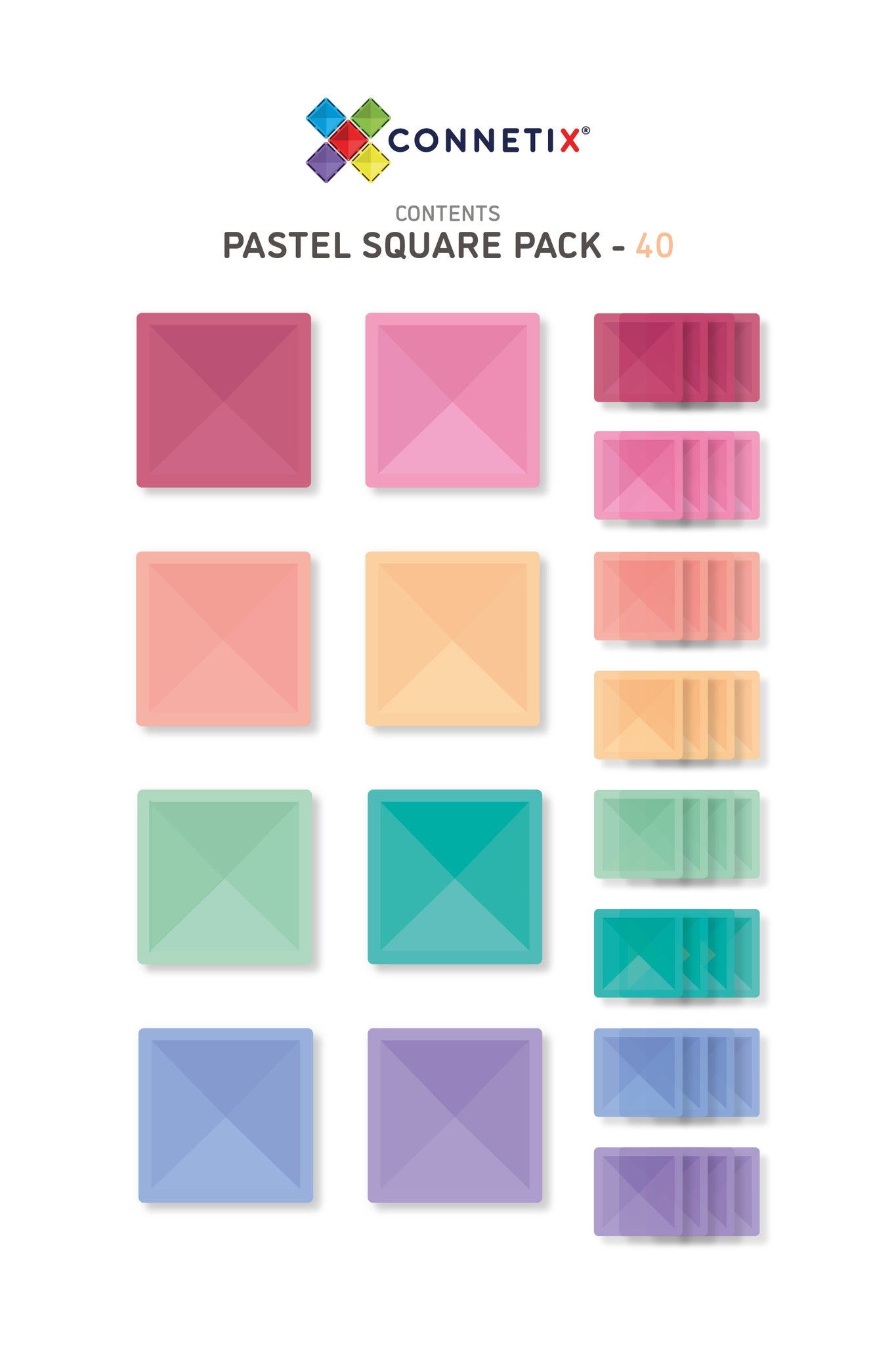 Connetix Pastel Square Pack (40 pc)