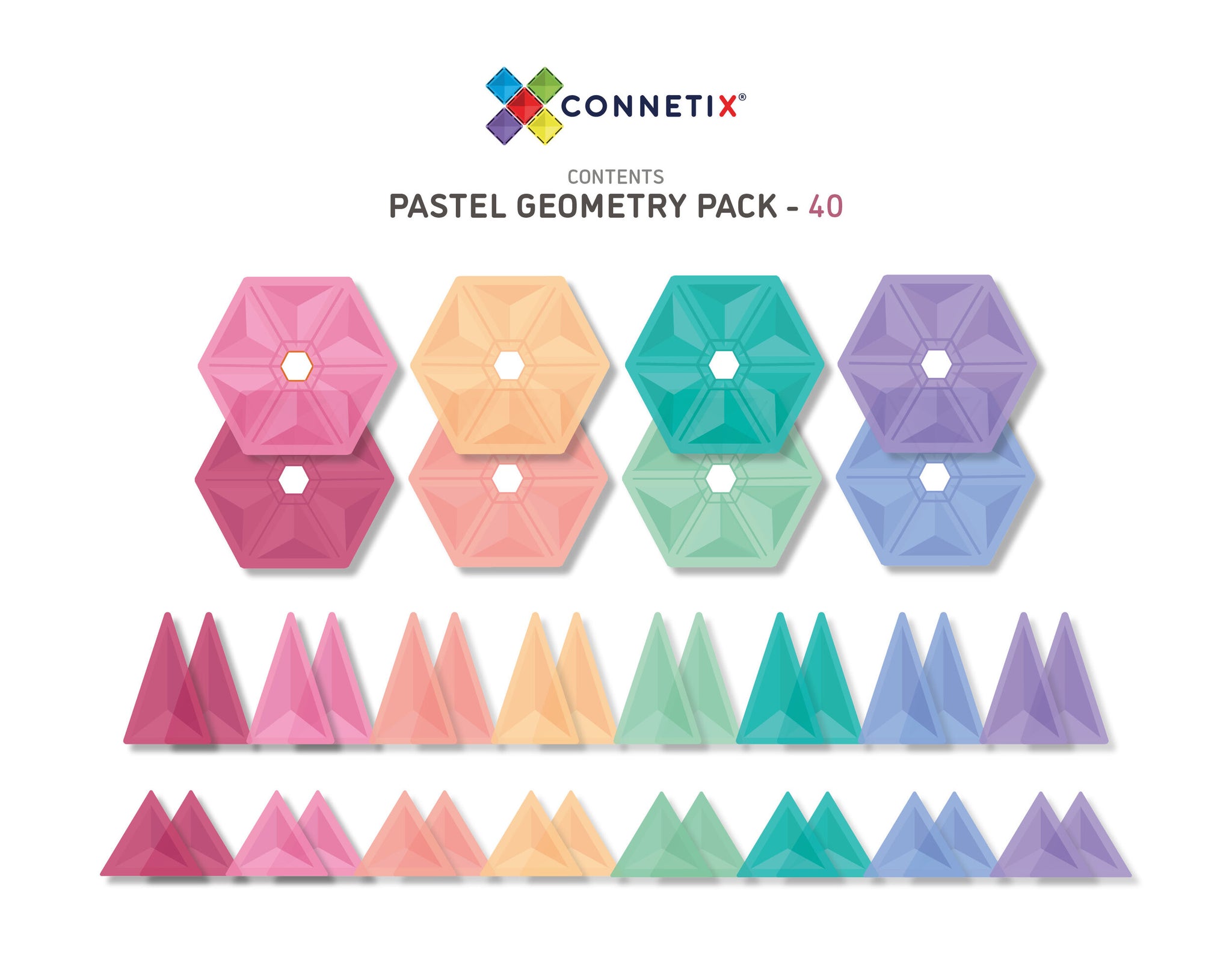 Connetix Pastel Geometry Pack (40 pc)