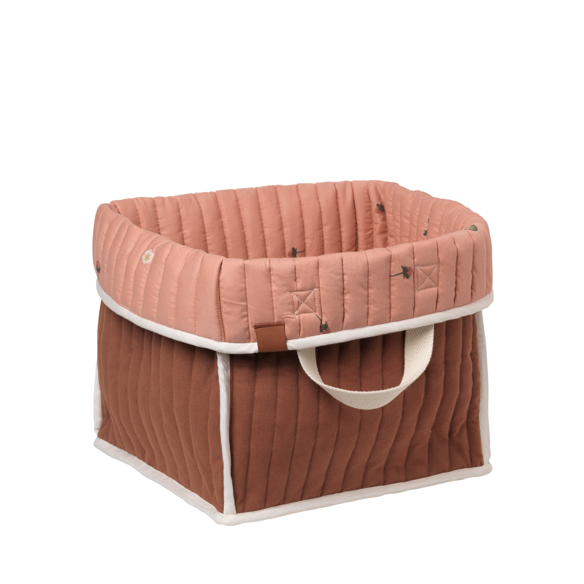 Fabelab Quilted Storage Basket (Chestnut/Strawberry)